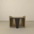 Modern Side Table With Black Top And Beige Frame Sleek Design 3d model