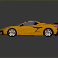 Yellow Sports Car With Aerodynamic Body Black Rear Spoiler And Shiny Alloy Wheels