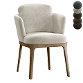 Modern Light Gray Upholstered Dining Chair With Wooden Legs And Armrests