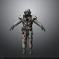Detailed Silver Astronaut Suit 3D Model With Helmet Armor And Red Accents