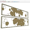 Modern Wall Decor With Gold Circular Rings And Double Elongated Frames 3d model