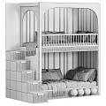 Kids Bunk Bed With White Frame Storage Stairs Cozy Pillows And Brown Padded Wall