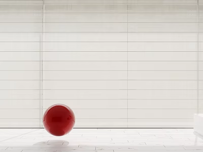 White Vertical Blinds Interior Design With Red Ball Decoration In Front 3d model