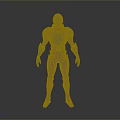 Blue Metallic Humanoid Robot in Standing Pose With White Lines and Gray Background
