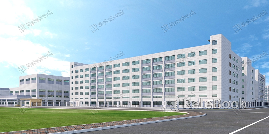 Modern Factory Building Dingfu New Material Factory District Garden Street Perspective model