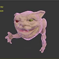 Grotesque Game Movie Character With Large Blue Eyes Yellow Pink Skin And Outstretched Claws