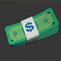 Green Cash Stack With White Binding Band And Dollar Sign For Everyday Use 3d model
