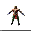 Muscular Male Character With Red Suspenders Green Torn Pants Blue Gloves And Black Boots