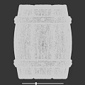 Rustic Decorative Wooden Barrel With Metal Hoops And Cracked Surface Texture