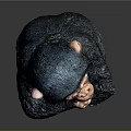 Detailed Black Chimpanzee Figurine Sitting With Hand on Chin in Thoughtful Pose