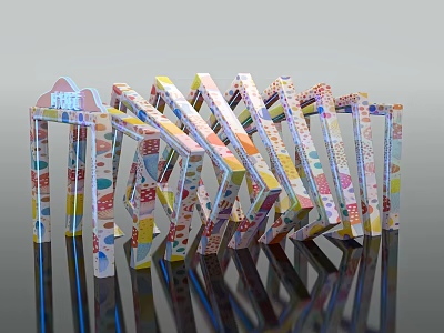 Colorful Event Gateway Design With Decorative Patterns And Multiple Vibrant Arch Structures 3d model