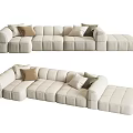 Beige L Shaped Sectional Sofa With Modern Design And Decorative Pillows 3d model