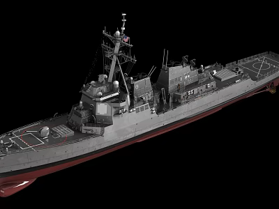 Modern Military Warship With Deck Weapons Radar Antenna And Naval Equipment 3d model