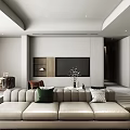 Modern Living and Dining Room Interior With Sofa Dining Table And Large Window