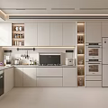 Modern Kitchen Interior With White Cabinets Appliances Countertop And Bright Windows 3d model