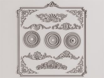 European-style Carved Plaster Line Corner Flower 3d model