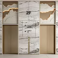 Modern Elevator Design With Marble Walls And 2F Floor Indicator