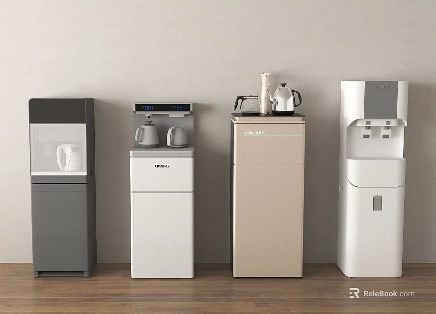 Various Standing Water Dispensers With Different Designs And Colors For Home Use 3d model 