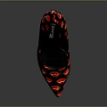 Stylish Black High Heels With Red Lips Pattern And Stiletto Heel Design