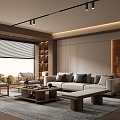 New Chinese Zen Style Home Living Room Song Style Aesthetics Living Room Zen Style Living Room Sofa Coffee Table Combination 3d model