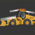 Yellow Utility Vehicle With Snow Plow Blade Large Tires Warning Lights And Reflective Surface