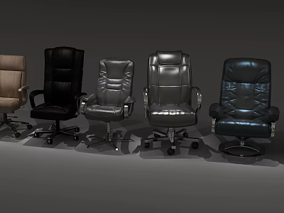 Different Styles of Modern Office Chairs With Leather Upholstery and Adjustable Features 3d model
