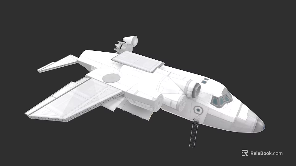 White 3D Space Shuttle Model With Detailed Wings And Cockpit Structure 3d model 