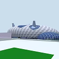 Modern Architectural Dome Structure With Grid Pattern And Curved Glass Annex 3d model