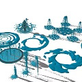 Modern fountain pool water pattern water drop 3d model