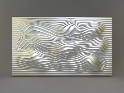 Elegant Modern Wavy Texture Wall Panel With Silver Gold Metallic Design 3d model