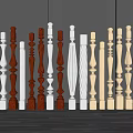 Multiple Design Balusters In White Red And Beige Tones For Home Railings