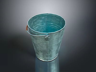Practical Teal Metallic Bucket With Smooth Finish And Sturdy Handle For Household Storage 3d model