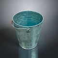 Practical Teal Metallic Bucket With Smooth Finish And Sturdy Handle For Household Storage