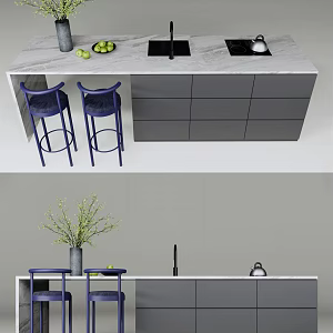 Modern Bar Chair Combination Bar Island Table 3d model