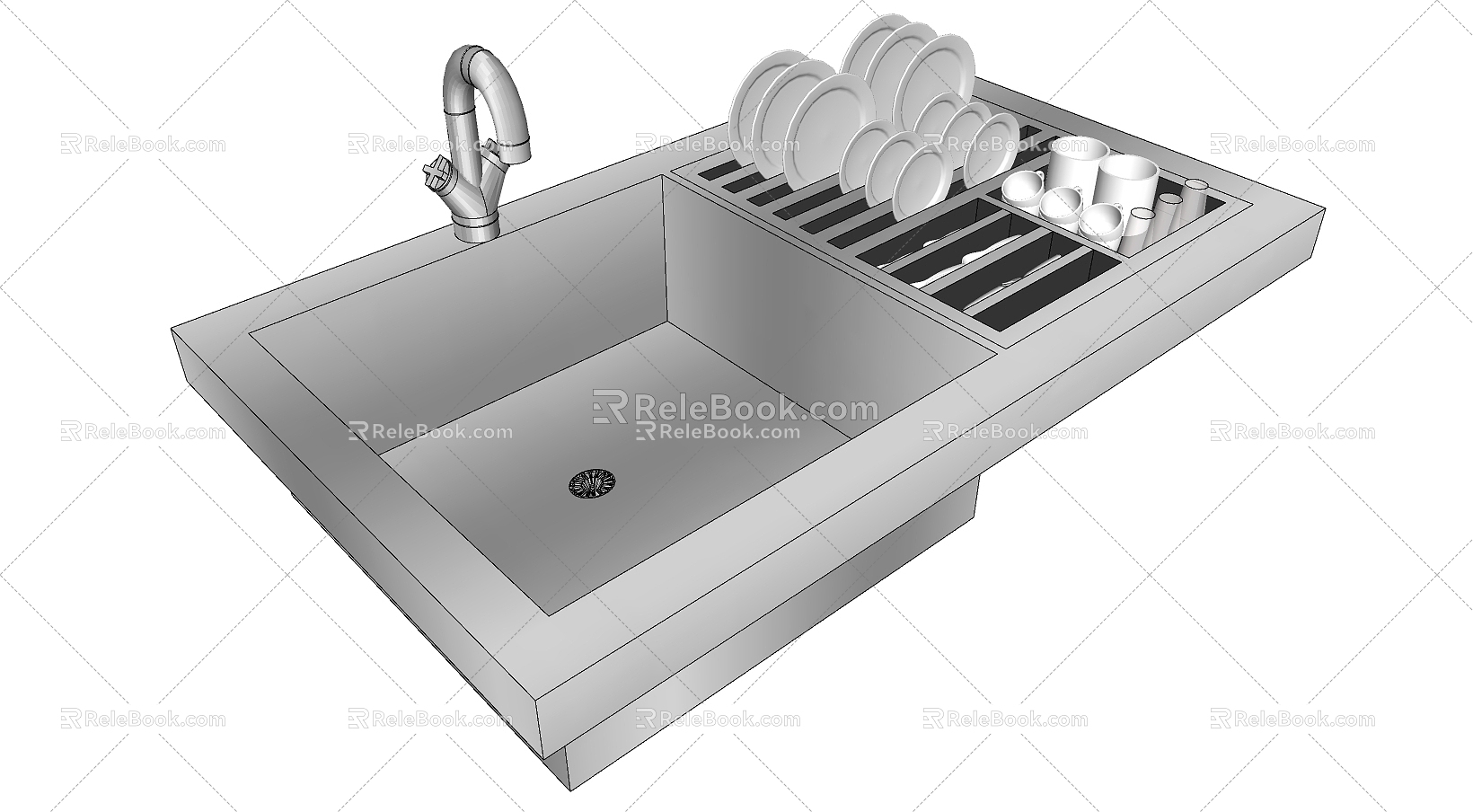 Metal Stainless Steel Sink Bowl Cup Tea Cup 3d model