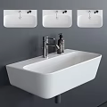 White Ceramic Countertop Wash Basin With Chrome Faucet And Soap Dispenser
