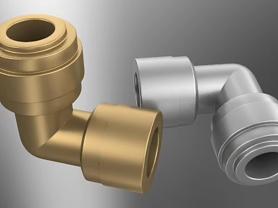 Gold And Silver Metal Pipe Elbow Fittings For Plumbing Applications And Projects 3d model