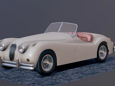 Vintage Cream Colored Convertible Car With Pink Interior And Classic Design 3d model