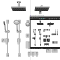 Complete Modern Shower System Components Including Rain Heads Handheld Sprays And Control Valves 3d model