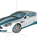 White Two Door Sports Car With Blue Stripes And Sleek Alloy Wheels Design