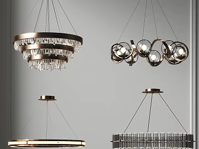 Modern Chandeliers With Crystal Details And Metallic Frame Contemporary Design Ideas 3d model