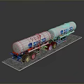 Silver Tank Train With Two Tank Cars Black Wheels And Gray Background Reflections