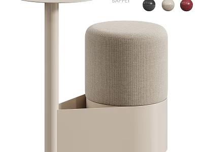 Modern Side Table With Round Top Upholstered Seat And Multiple Color Options 3d model