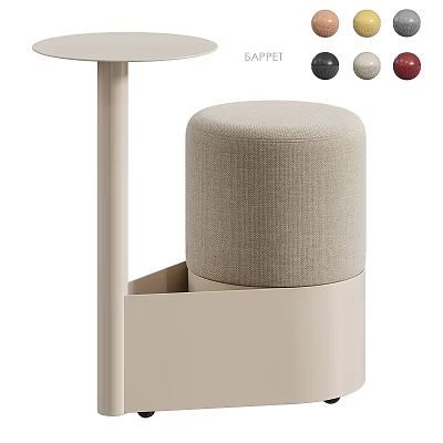 Modern Side Table With Round Top Upholstered Seat And Multiple Color Options 3d model