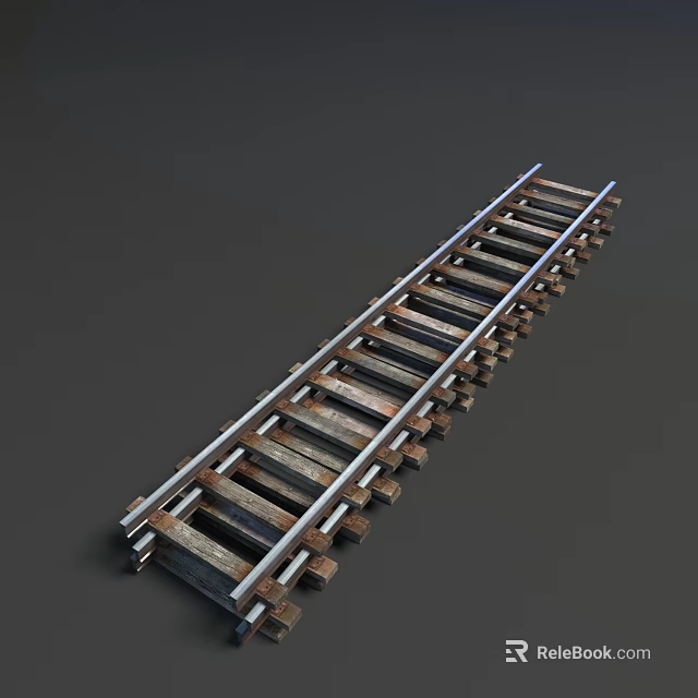 Detailed Realistic Railroad Track 3D Model With Metal Rails And Wooden Sleepers 3d model 
