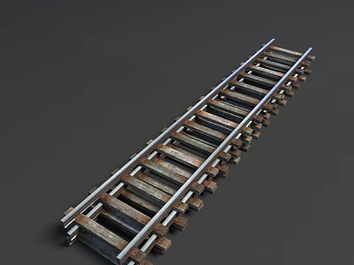 Detailed Realistic Railroad Track 3D Model With Metal Rails And Wooden Sleepers 3d model