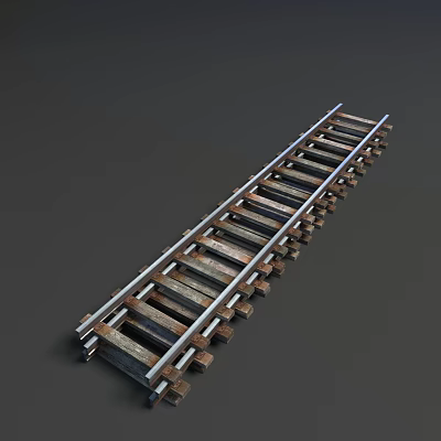 Detailed Realistic Railroad Track 3D Model With Metal Rails And Wooden Sleepers 3d model