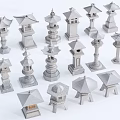 Various Stone Outdoor Lights with Traditional Japanese Lantern Designs for Garden Decor