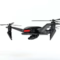 Smart Machine Drone Featuring Black Body Four Propellers And Red Light 3d model