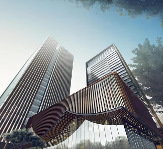 Modern Office Building Commercial High-rise Super High-rise Office Building Sales Office Building 3d model